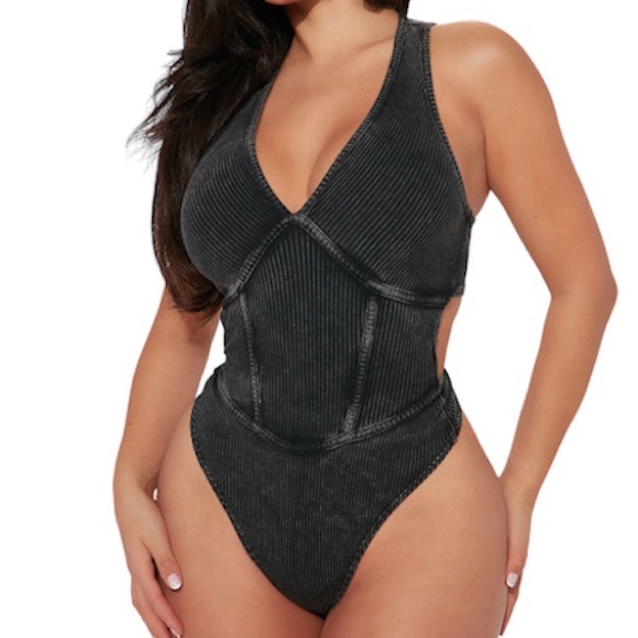 Fashion Nova Tops - [Fashion Nova] Mineral Wash Bodysuit